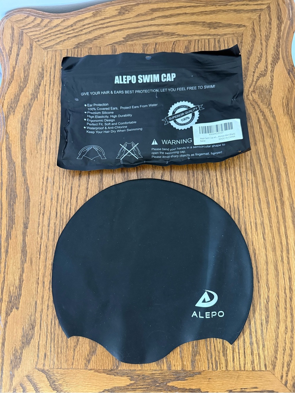 Aleppo Women’s Black Swim Cap Cover – Comfortable Silicone Protection